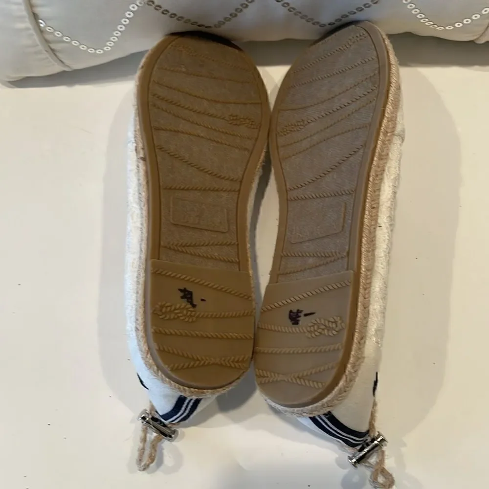 Nautica Rudder 2 Anchor Espadrille Slip-on White Lace Shoes Women's 9